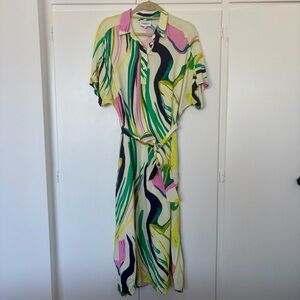 FRNCH Paris - Colorful Abstract Print Maxi Shirt Dress
